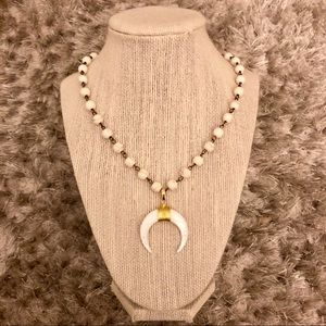 White Horned Crescent Necklace